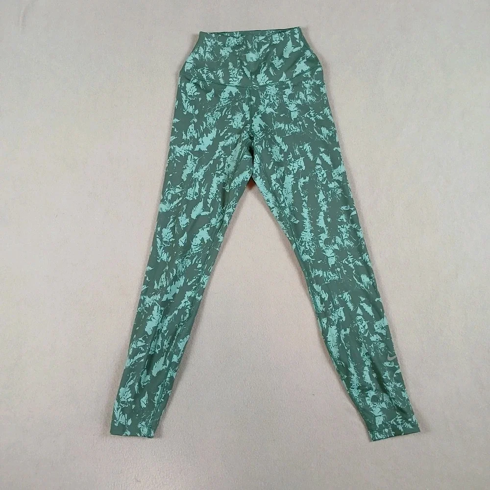 NWT Nike One Dri-Fit High-Waisted 7/8 Size XS Women's Green Printed Leggings‎